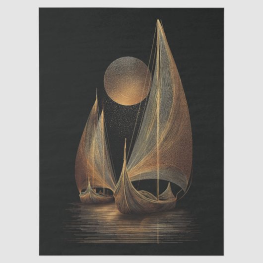 Elegante gouden lijnkunstillustratie van langschep tissuepapier (Voorkant)