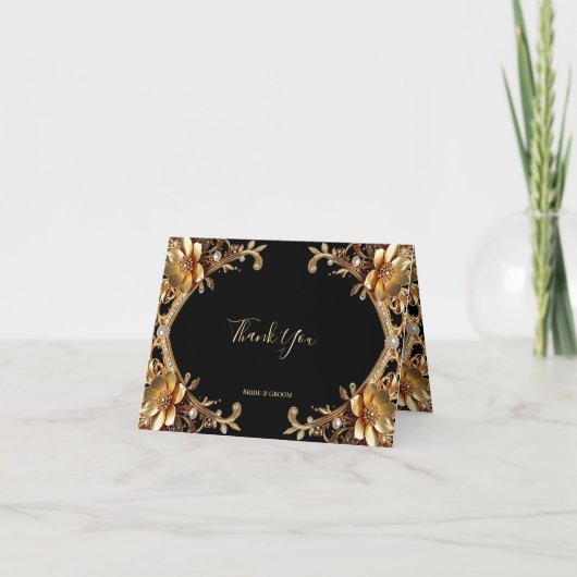 Elegante gouden lijst bedankkaart (Voorkant)
