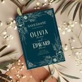 Elegante gouden lijst bloemen bruiloft save the date