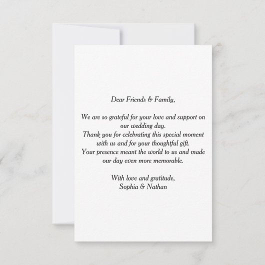 Elegante gouden Lijst bloemenbruiloft bedankkaart (Achterkant)