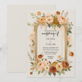 Elegante gouden Lijst bloemenbruiloft Kaart (Voorkant / Achterkant)