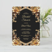 Elegante gouden lijst bruidsdouche kaart (Staand voorkant)
