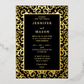 Elegante gouden Lijst bruiloft Folie Uitnodiging (Voorkant)