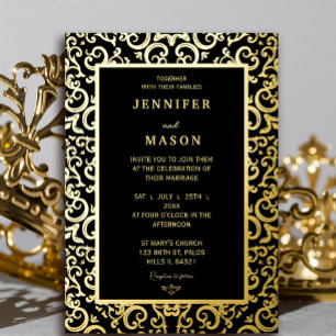 Elegante gouden Lijst bruiloft Folie Uitnodiging