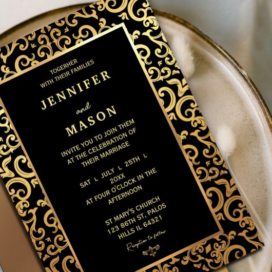 Elegante gouden Lijst bruiloft Kaart