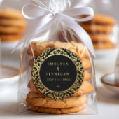 Elegante gouden Lijst bruiloft Ronde Sticker