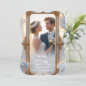 Elegante gouden Lijst bruiloft uitnodiging (Staand voorkant)