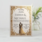 Elegante gouden Lijst bruiloft uitnodiging (Staand voorkant)