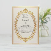 Elegante gouden Lijst bruiloft uitnodiging (Staand voorkant)