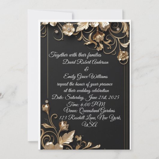 Elegante gouden Lijst bruiloft uitnodiging (Voorkant)