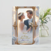 Elegante gouden Lijst bruiloft uitnodiging (Staand voorkant)