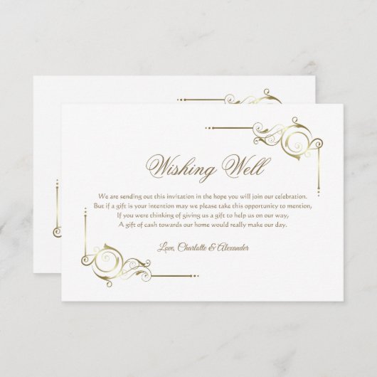 Elegante gouden Lijst bruiloft wensen goed Informatiekaartje (Voorkant / Achterkant)