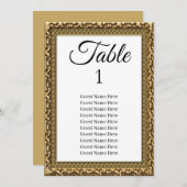 Elegante gouden Lijst bruiloft Zitting Grafiek Kaa Kaart (Voorkant / Achterkant)