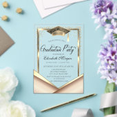 Elegante gouden lijst diamanten afstuderen acryl uitnodigingen (Insitu (Huwelijk))