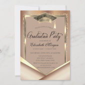 Elegante Gouden Lijst Diamanten Afstuderen Kaart (Voorkant)