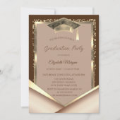 Elegante gouden lijst diamanten bruine afstuderen kaart (Voorkant)