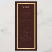 Elegante gouden lijst donker burgundy moderne trou menu (Voorkant)