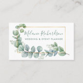 Elegante gouden Lijst eucalyptusbladeren Visitekaartje (Voorkant)