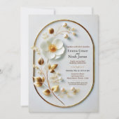 Elegante gouden Lijst Floral bruiloft uitnodiging (Voorkant)