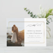 Elegante Gouden Lijst Foto Bruiloft Save The Date (Staand voorkant)