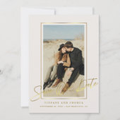 Elegante gouden lijst foto bruiloft save the date (Voorkant)