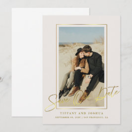 Elegante gouden lijst foto bruiloft  save the date