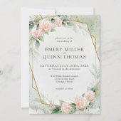 Elegante gouden Lijst groen bloemenbruiloft Kaart (Voorkant)