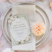 Elegante gouden Lijst groen bloemenbruiloft Kaart