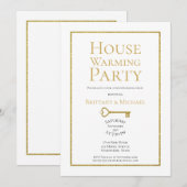 Elegante gouden lijst huis verwarmingsfeest kaart (Voorkant / Achterkant)