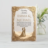 Elegante gouden Lijst huwelijksuitnodiging - Class Kaart (Staand voorkant)