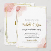 Elegante gouden Lijst huwelijksuitnodiging | minim Kaart (Voorkant / Achterkant)