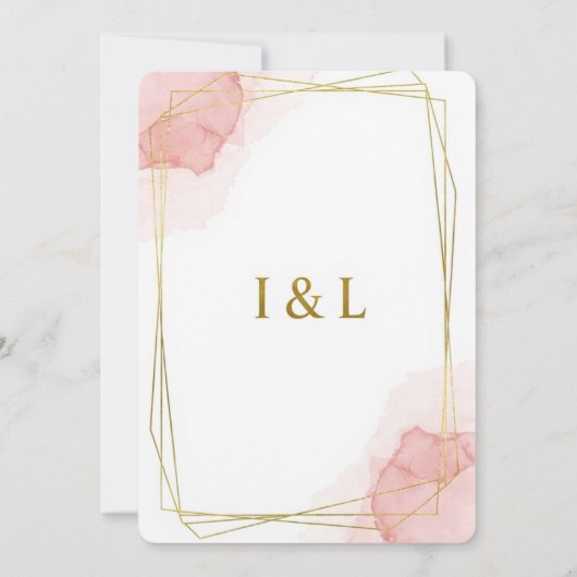 Elegante gouden Lijst huwelijksuitnodiging | minim Kaart (Achterkant)
