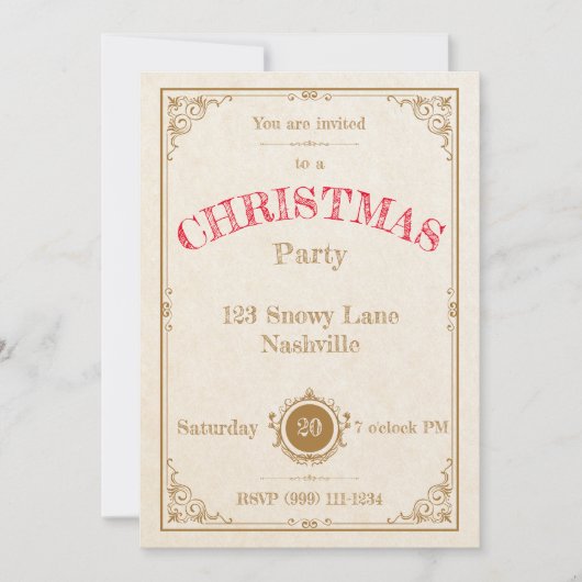 Elegante gouden Lijst kerstuitnodiging Kaart (Voorkant)