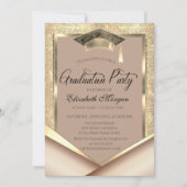 Elegante Gouden Lijst Pailletten Afstuderen Kaart (Voorkant)