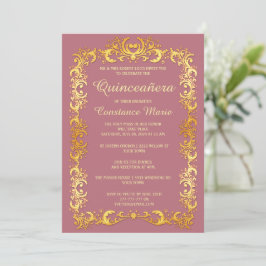 Elegante gouden lijst Quinceanera uitnodiging