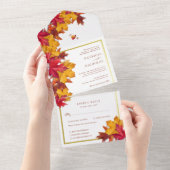 Elegante gouden Lijst & rustieke herfst Charm brui All In One Uitnodiging (Afscheurbaar)