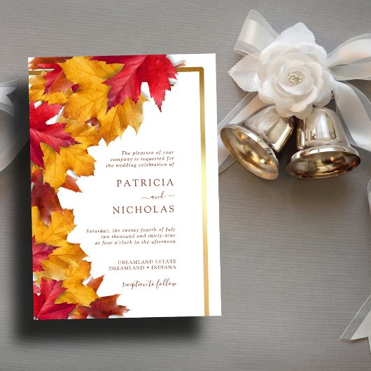 Elegante gouden Lijst & rustieke herfst Charm brui Kaart