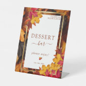 Elegante gouden Lijst & rustieke herfstdessertbar Reclamebord Met Voetstuk (Voorkant)