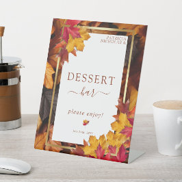 Elegante gouden Lijst & rustieke herfstdessertbar Reclamebord Met Voetstuk
