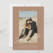 Elegante gouden Lijst stoffige Roos foto bruiloft Save The Date (Voorkant)