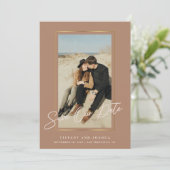 Elegante gouden Lijst stoffige Roos foto bruiloft Save The Date (Staand voorkant)