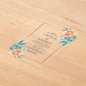 Elegante gouden lijst trouw acryl uitnodigingen (Laagn)