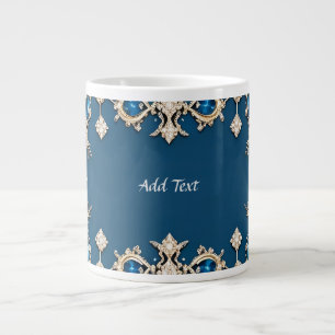 Elegante gouden lijst versierd met blauwe edelsten grote koffiekop