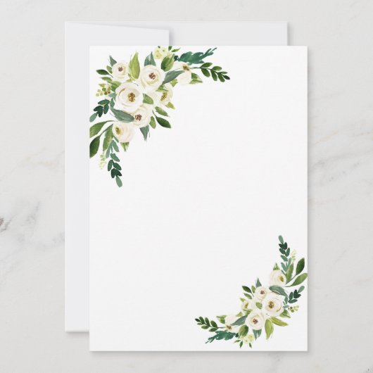 Elegante gouden lijst Witte Bloeiende Bloemen Doop Kaart (Achterkant)