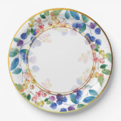 Elegante gouden Lijsten Waterverf bessen Papieren Bordje (Voorkant)