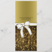 Elegante Gouden Lint & Bruiloft met Festivale Glit Menu (Achterkant)