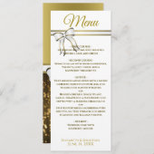 Elegante Gouden Lint & Bruiloft met Festivale Glit Menu (Voorkant / Achterkant)