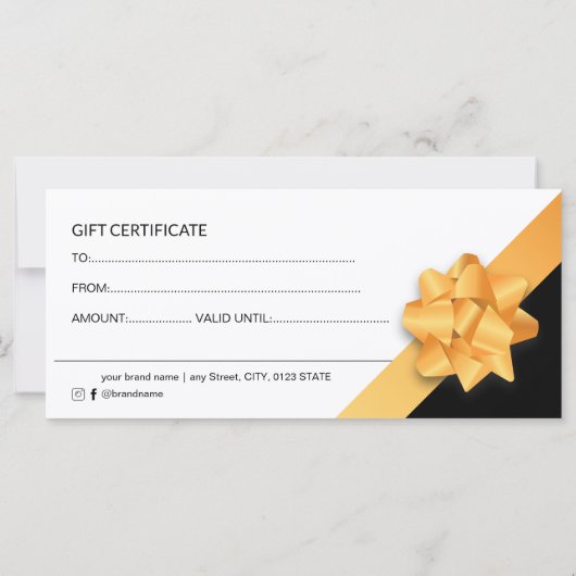 Elegante gouden lint cadeaubon (Achterkant)