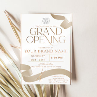 Elegante gouden lint grand opening uitnodigingskaa kaart