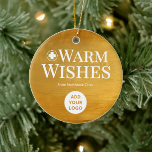 Elegante gouden logoornament voor artsen keramisch ornament